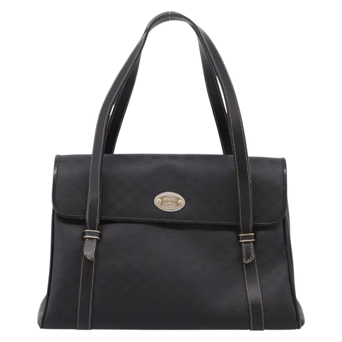 GUCCI Micro GG Supreme Hand Bag PVC Black Gold 000 46 4857 Auth 205404