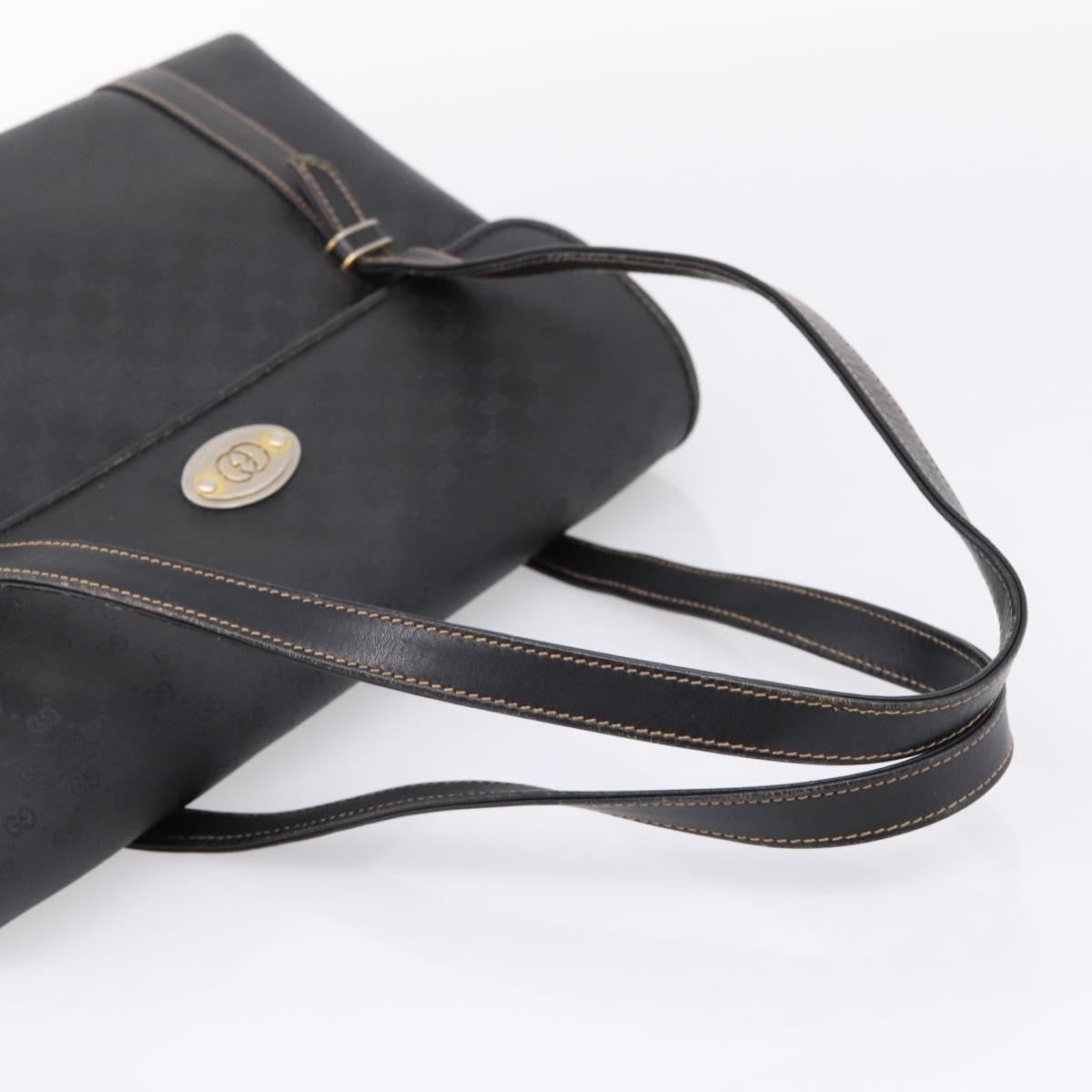 GUCCI Micro GG Supreme Hand Bag PVC Black Gold 000 46 4857 Auth 205404