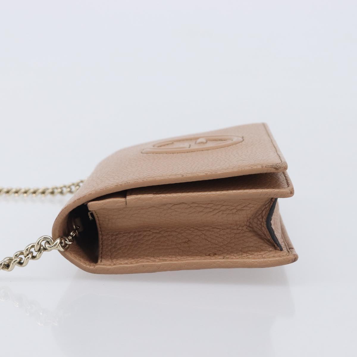 GUCCI Soho Chain Shoulder wallet Leather Outlet Beige Gold 598211 Auth 205421A