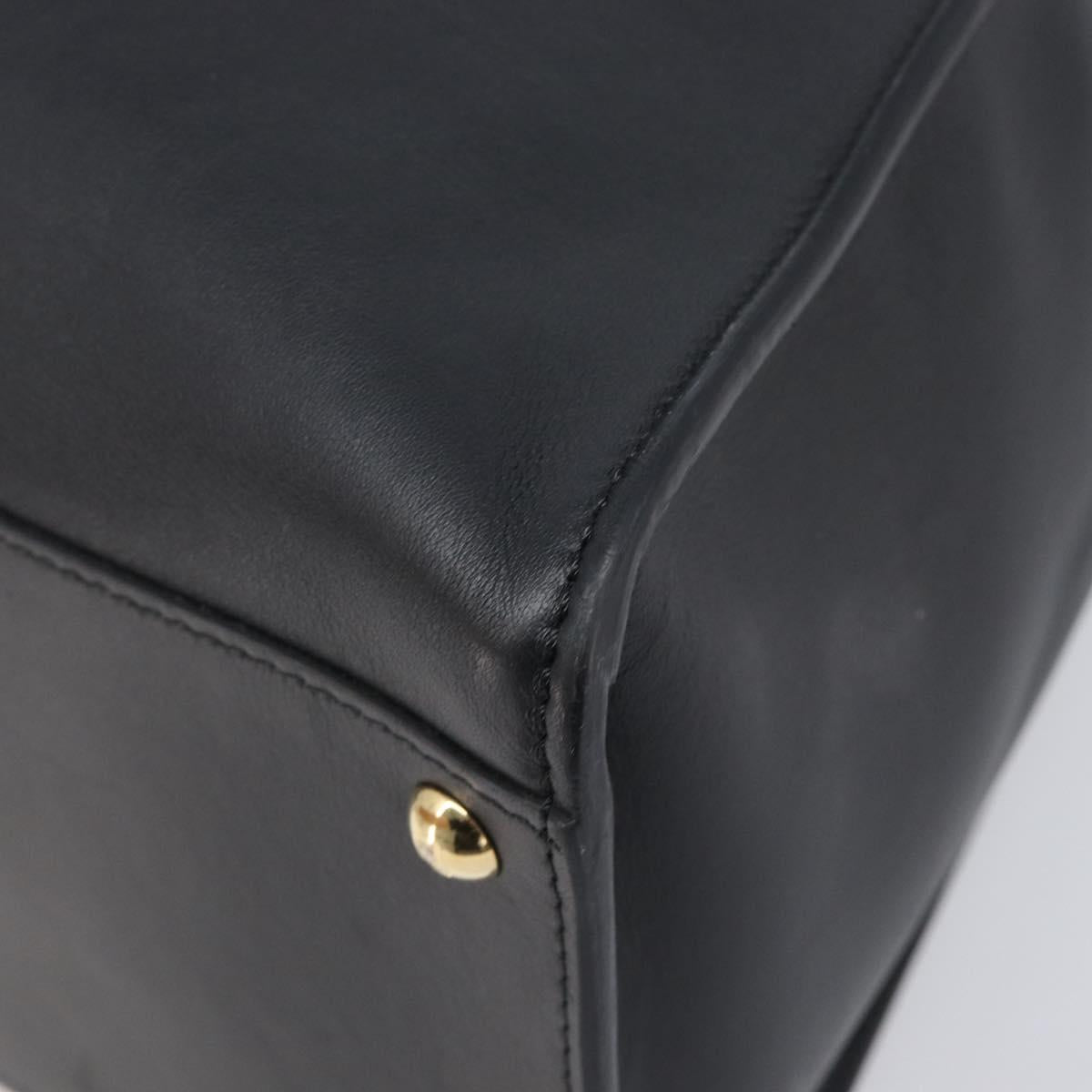 FENDI Peek A Boo X-Rite Hand Bag Leather Black Gold Auth 205424V