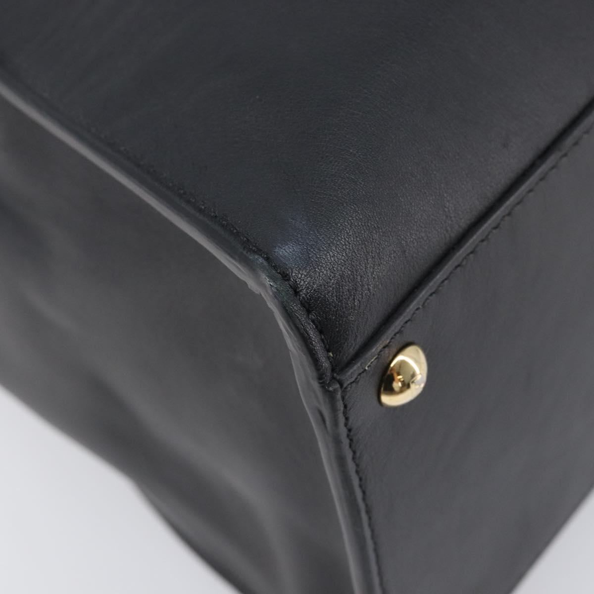 FENDI Peek A Boo X-Rite Hand Bag Leather Black Gold Auth 205424V