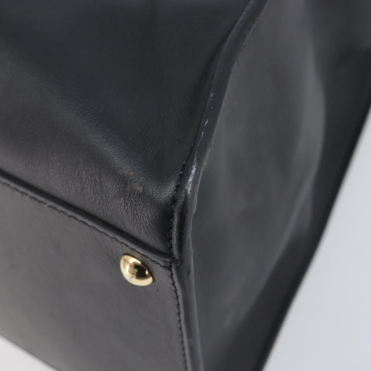 FENDI Peek A Boo X-Rite Hand Bag Leather Black Gold Auth 205424V