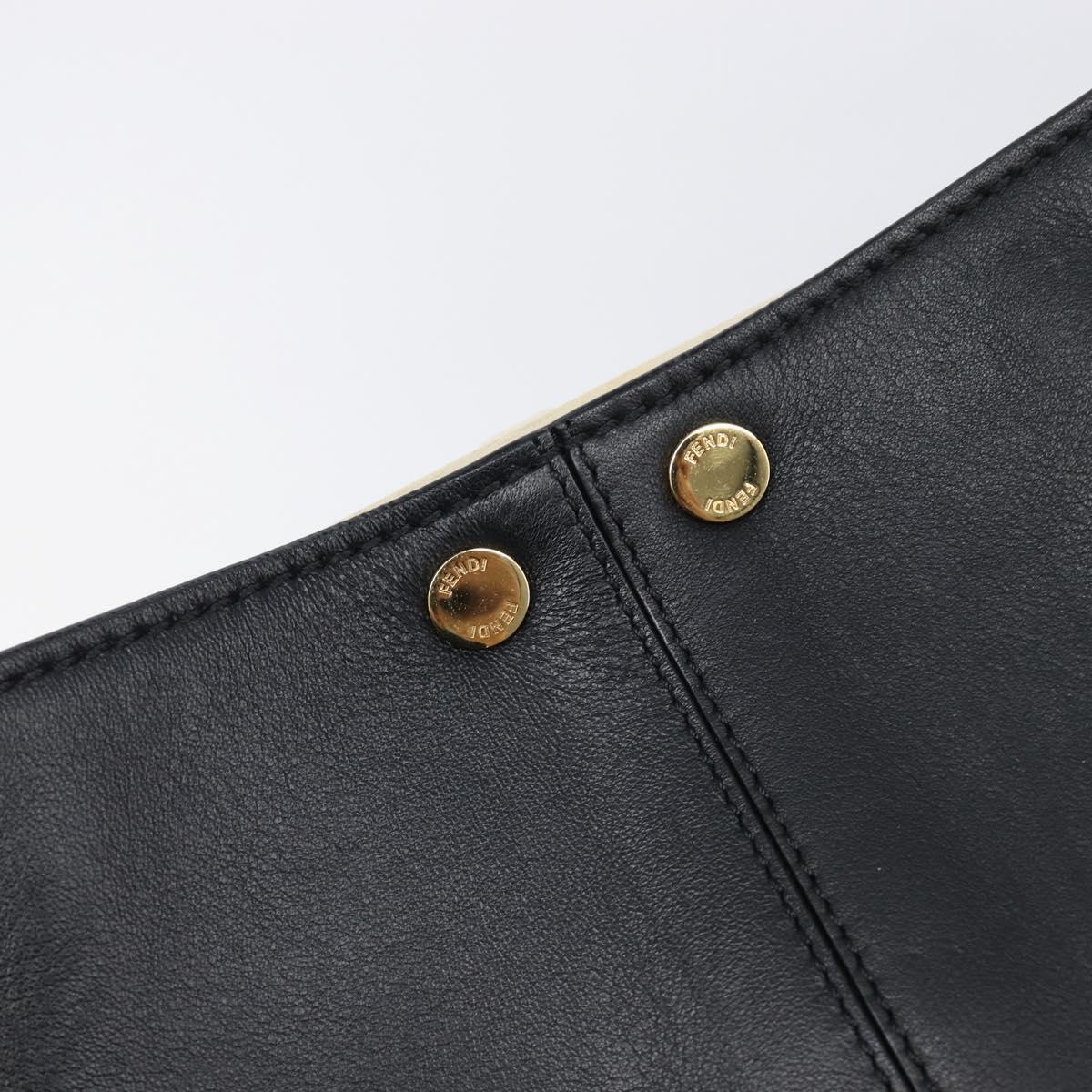FENDI Peek A Boo X-Rite Hand Bag Leather Black Gold Auth 205424V