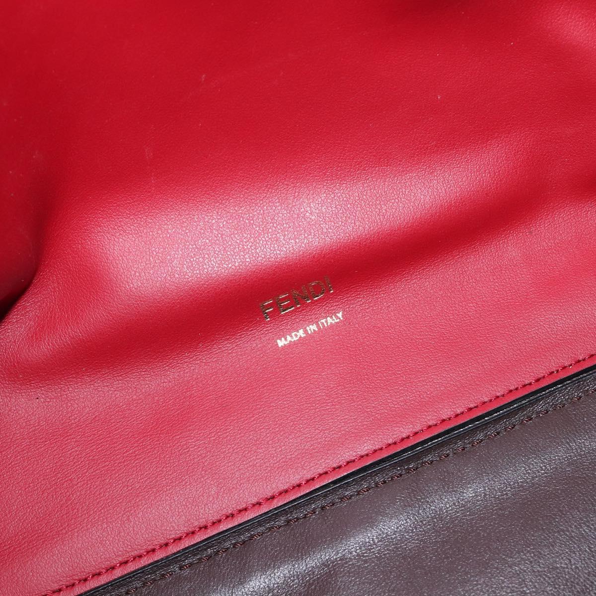 FENDI Peek A Boo X-Rite Hand Bag Leather Black Gold Auth 205424V