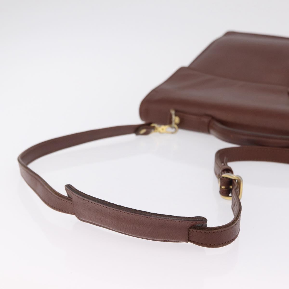 Saint Laurent Business Bag Leather 2way Brown Gold Auth 205426