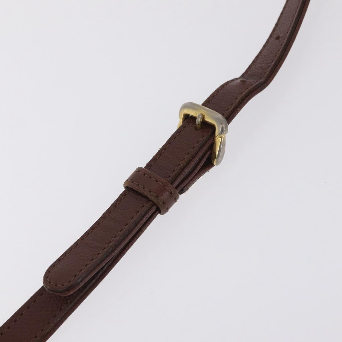 Saint Laurent Business Bag Leather 2way Brown Gold Auth 205426