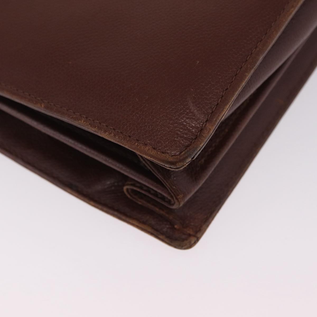 Saint Laurent Business Bag Leather 2way Brown Gold Auth 205426