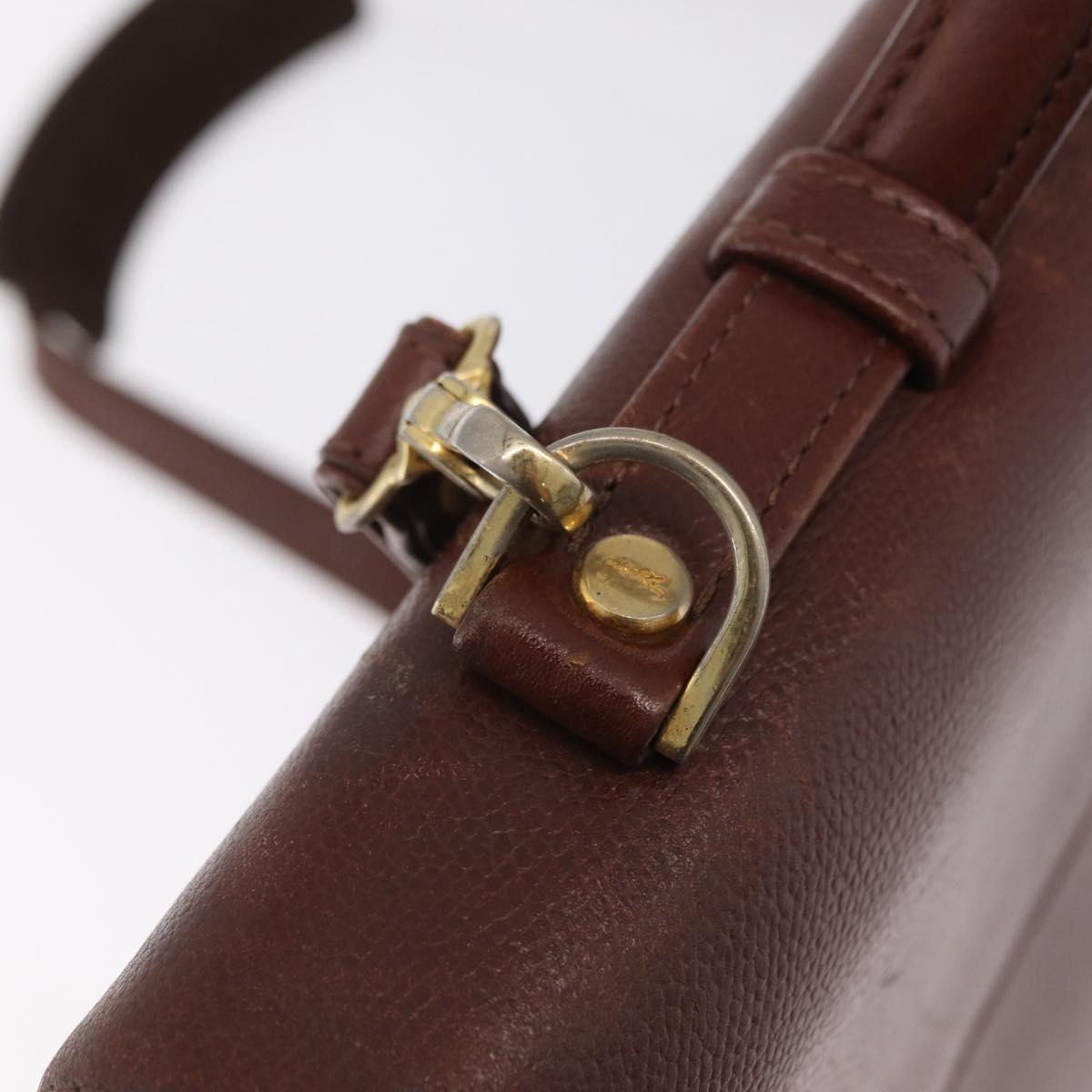 Saint Laurent Business Bag Leather 2way Brown Gold Auth 205426