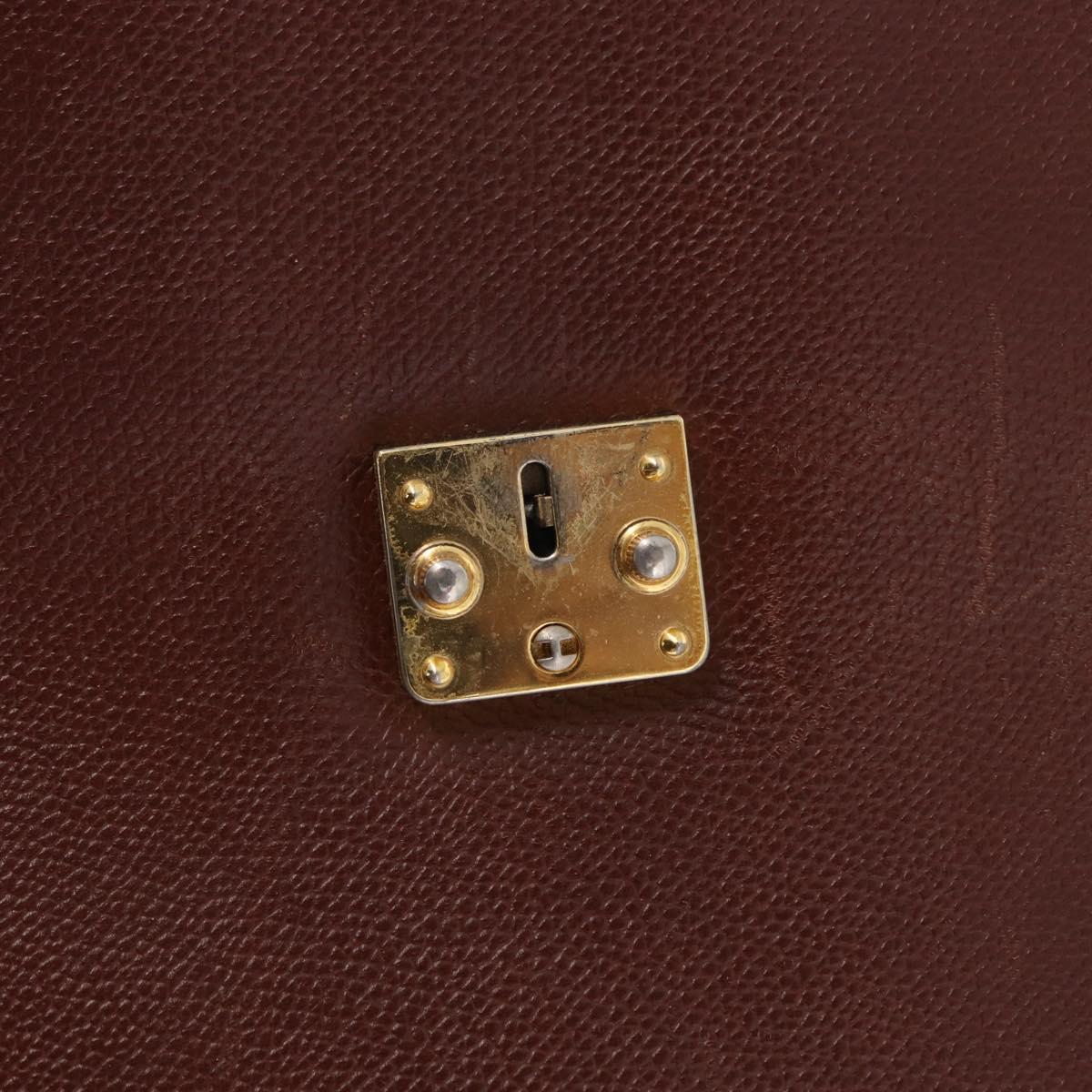 Saint Laurent Business Bag Leather 2way Brown Gold Auth 205426