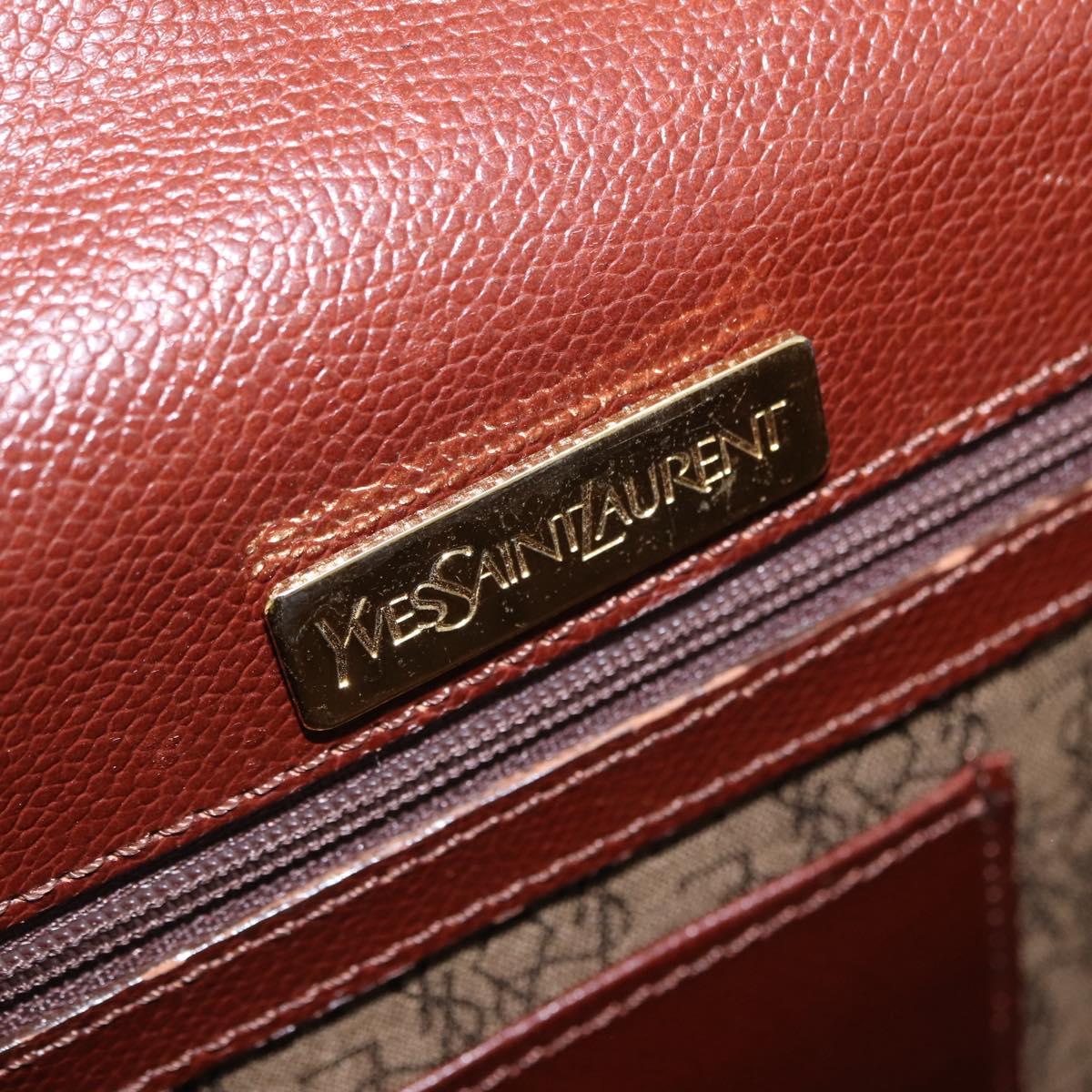 Saint Laurent Business Bag Leather 2way Brown Gold Auth 205426