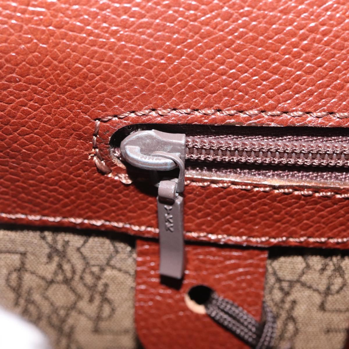 Saint Laurent Business Bag Leather 2way Brown Gold Auth 205426