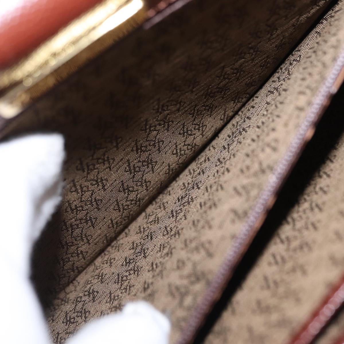 Saint Laurent Business Bag Leather 2way Brown Gold Auth 205426