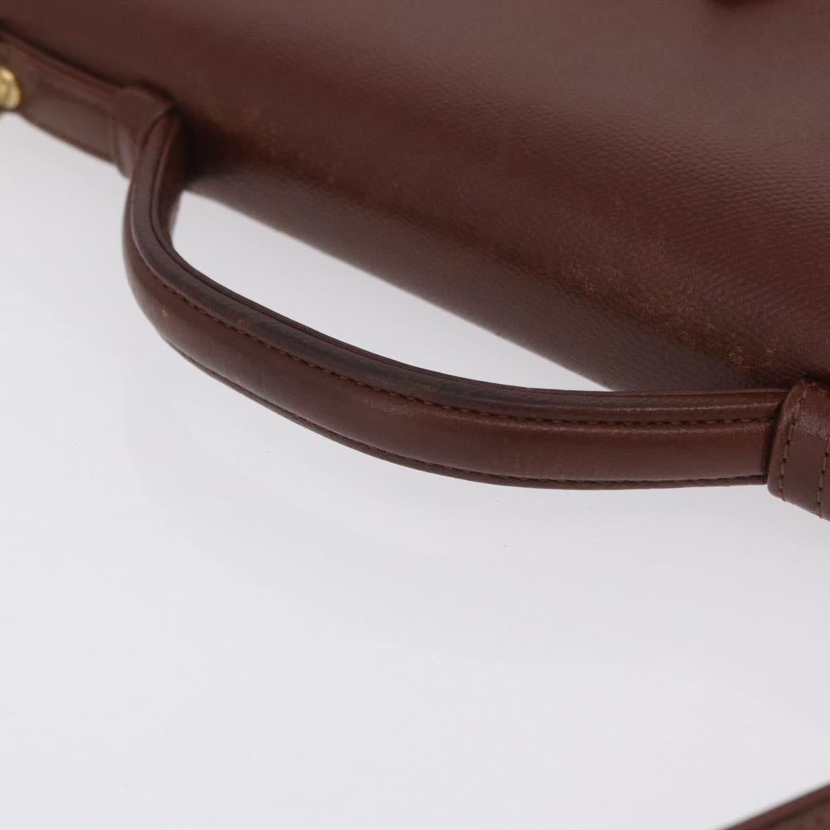 Saint Laurent Business Bag Leather 2way Brown Gold Auth 205426