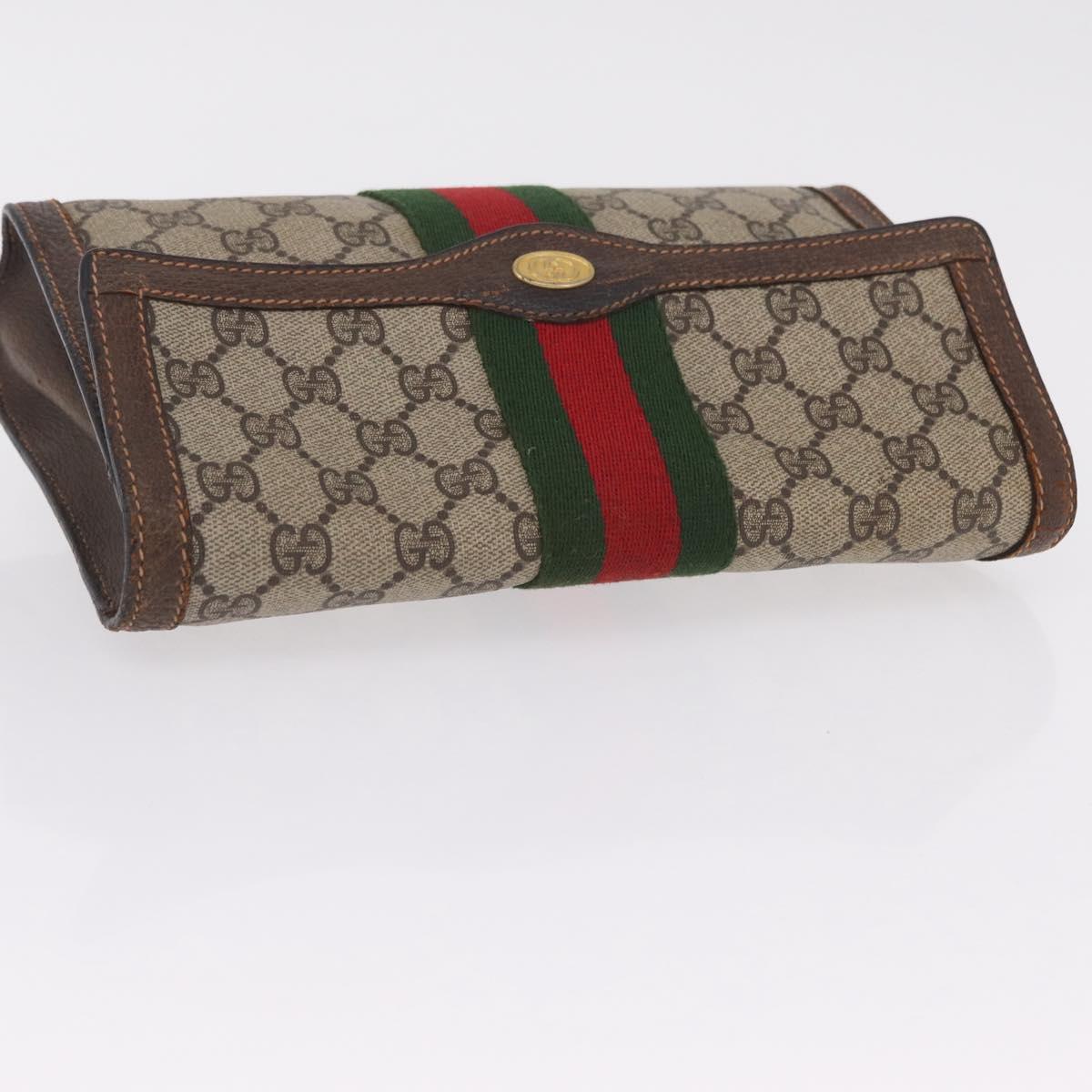GUCCI GG Supreme Web Sherry Line Bag PVC Beige Gold 84 014 3087 25 Auth 205430
