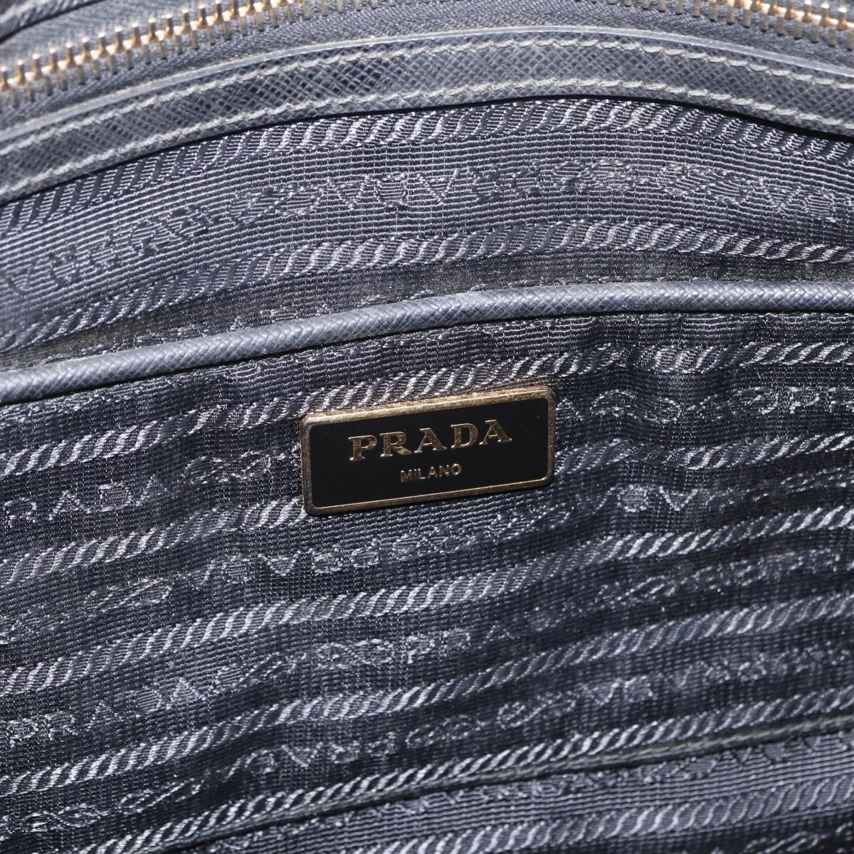 PRADA Galleria Hand Bag Safiano Leather Black Gold Auth 205439