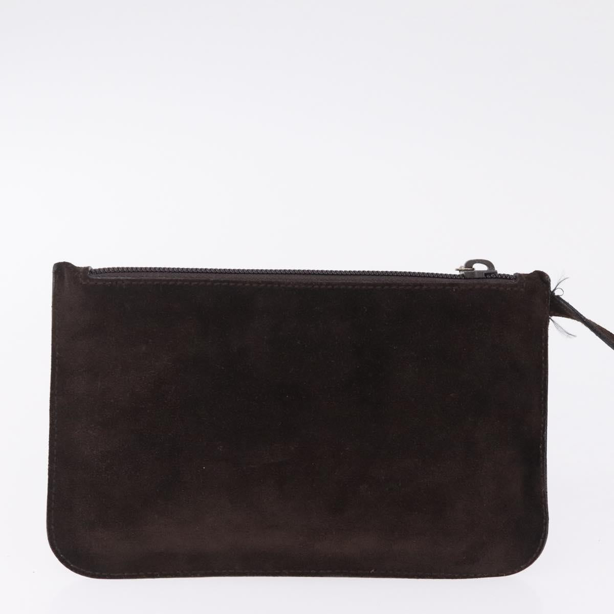 GUCCI Shoulder Bag Suede Brown Silver 001 3444 1978 Auth 205442