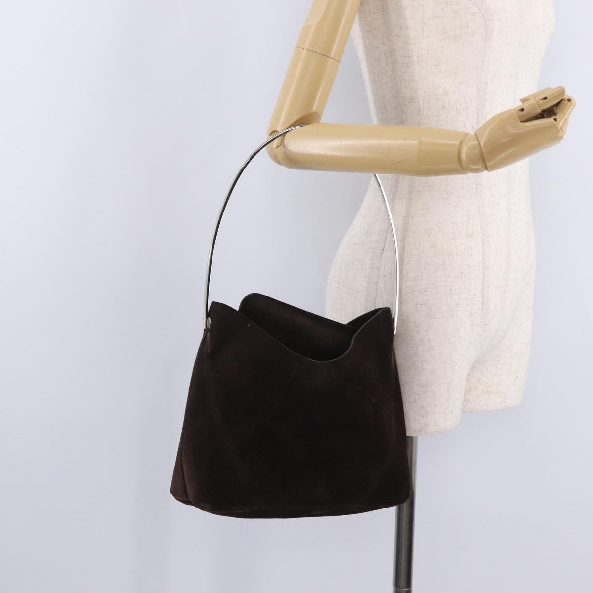 GUCCI Shoulder Bag Suede Brown Silver 001 3444 1978 Auth 205442
