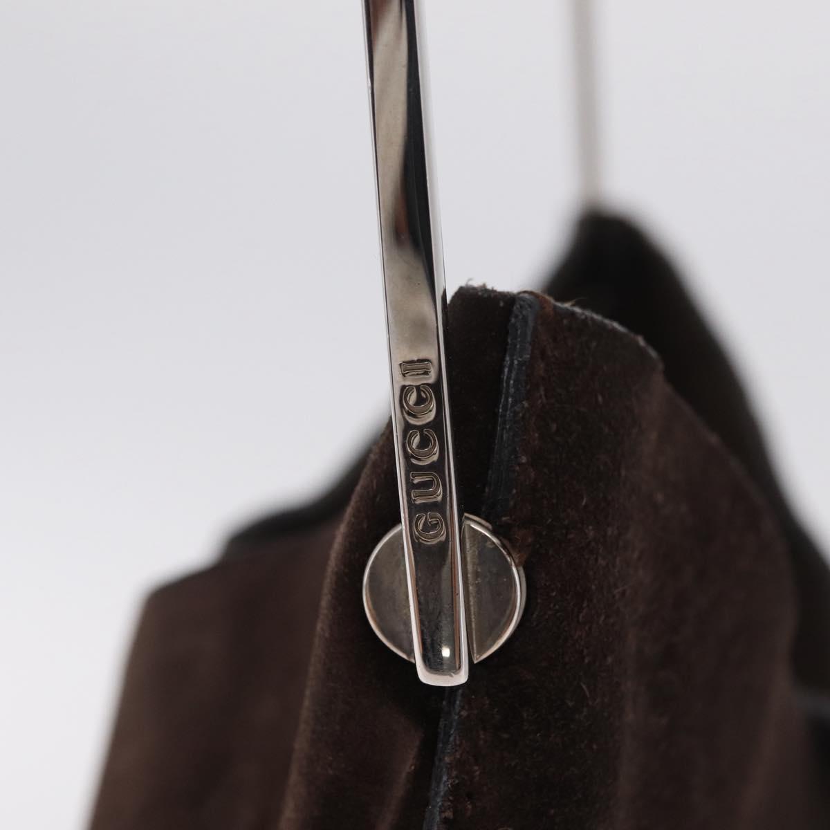 GUCCI Shoulder Bag Suede Brown Silver 001 3444 1978 Auth 205442