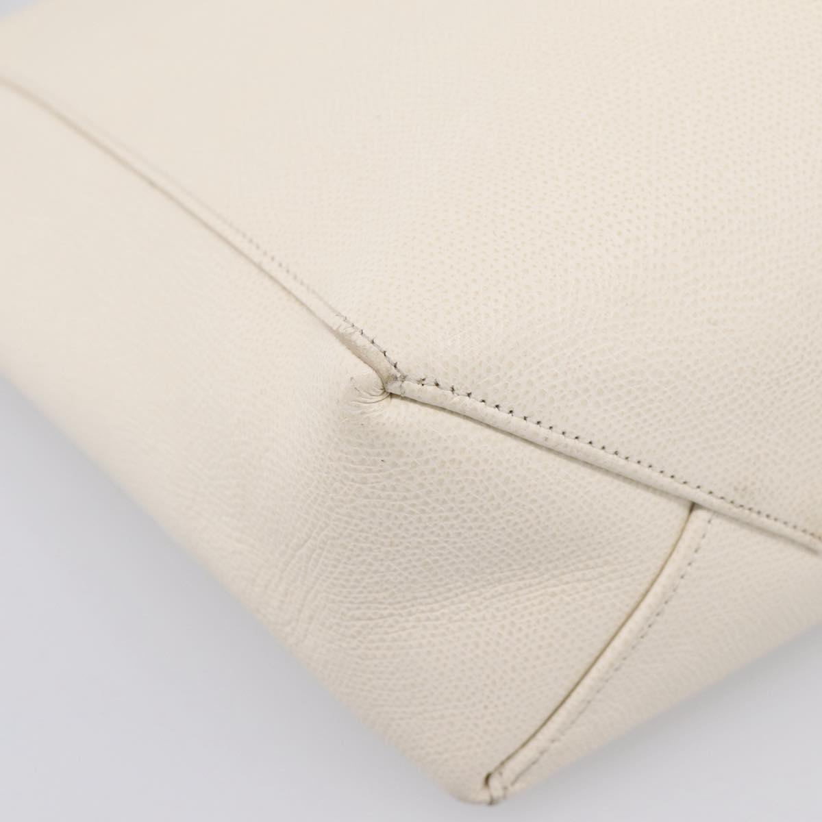 CELINE Vertical Cabas Tote Bag Leather 2way White Gold Auth 205444