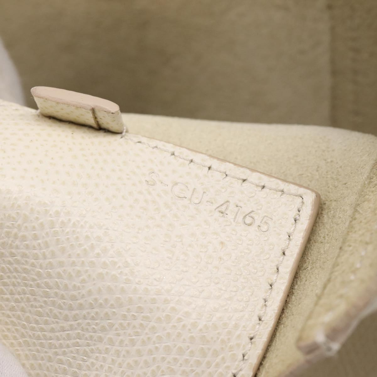 CELINE Vertical Cabas Tote Bag Leather 2way White Gold Auth 205444