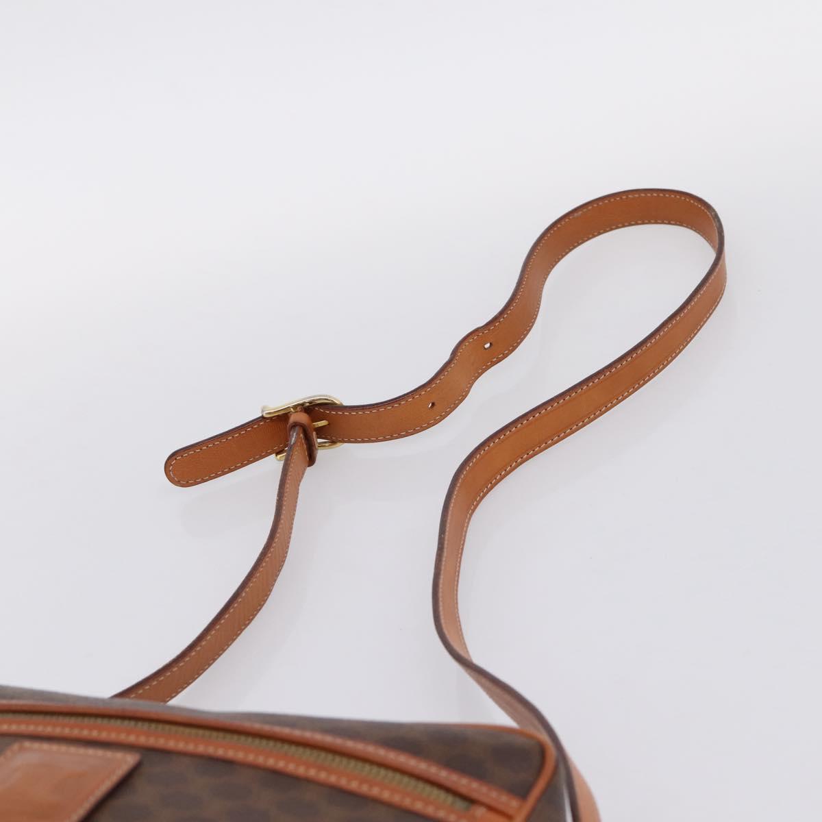 CELINE Macadam Canvas Shoulder Bag PVC Leather Brown Gold Auth 205454V