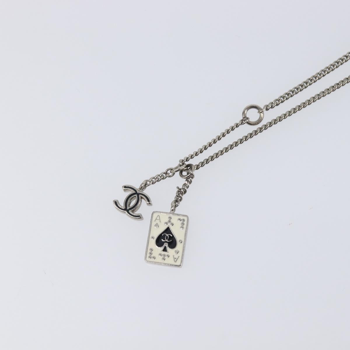 CHANEL Necklace metal Silver CC Auth 205469M