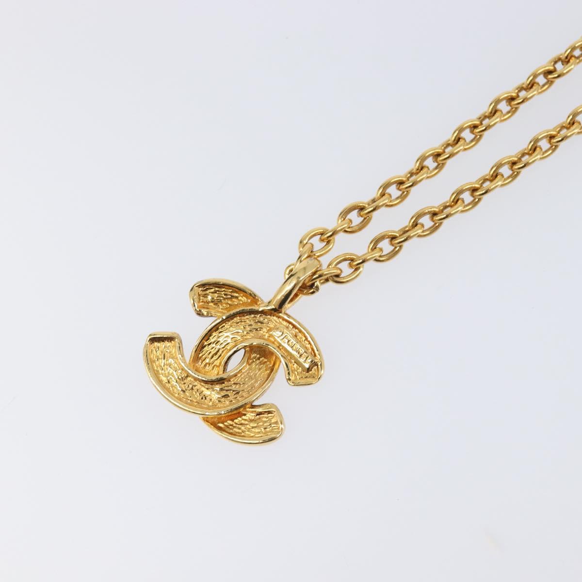 CHANEL Necklace metal Gold CC Auth 205470M