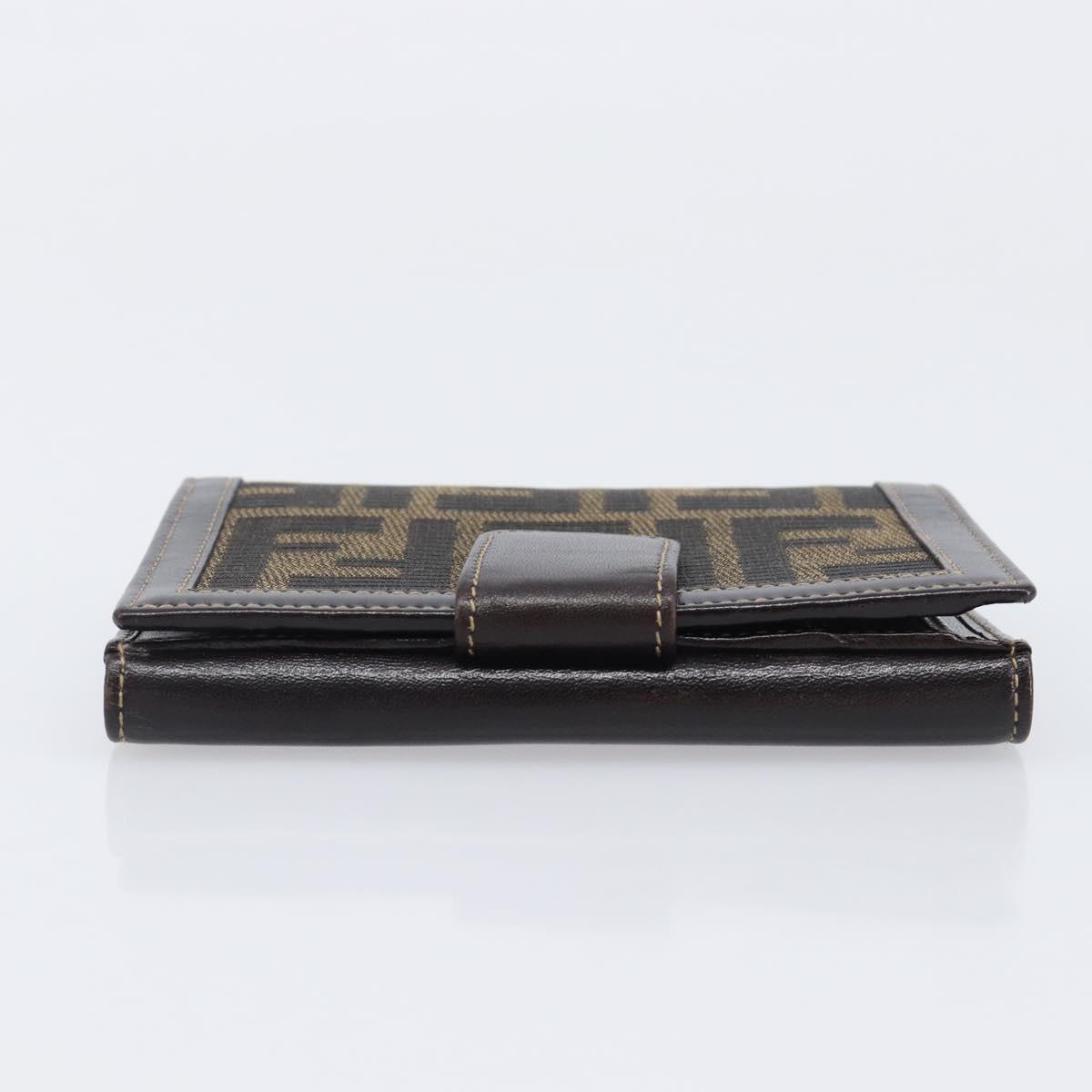 FENDI Zucca Canvas Bifold Wallet Black Brown Auth 205504V
