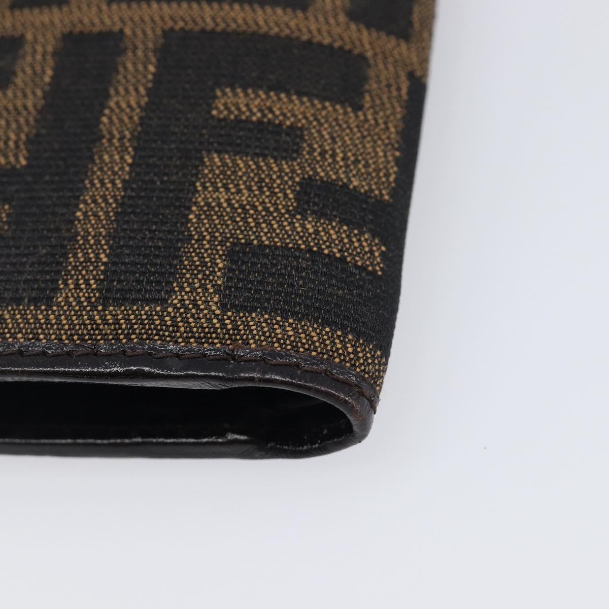 FENDI Zucca Canvas Bifold Wallet Black Brown Auth 205532V