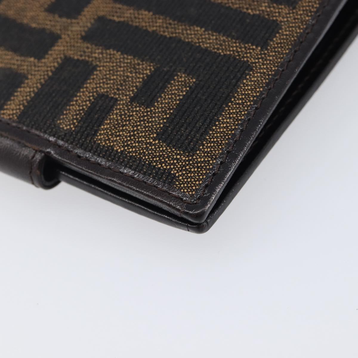 FENDI Zucca Canvas Bifold Wallet Black Brown Auth 205532V
