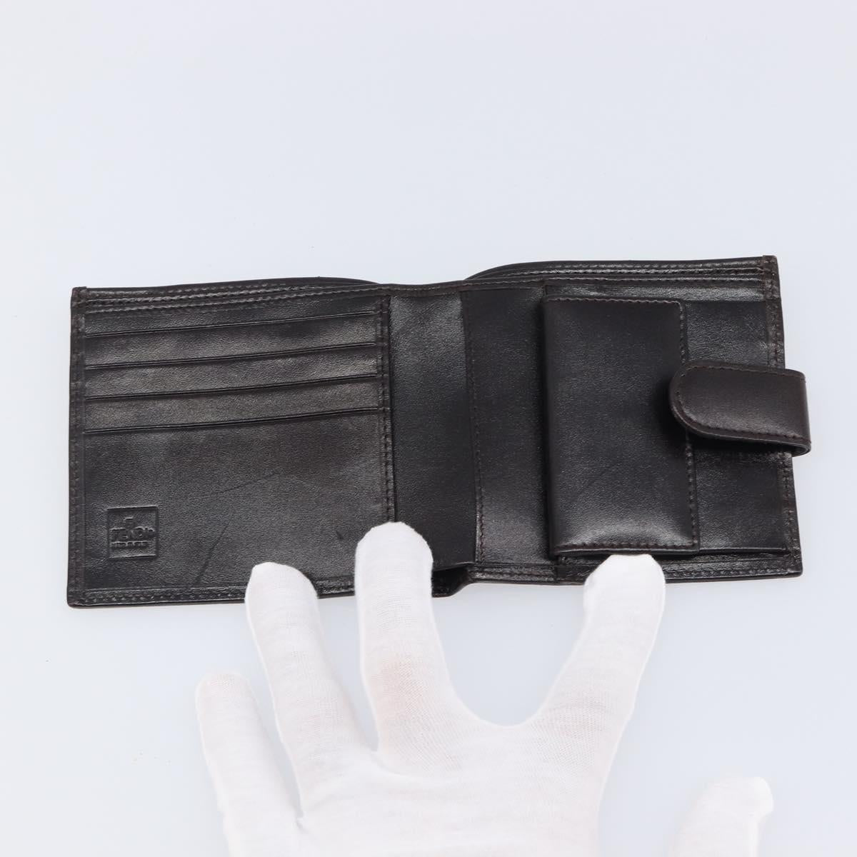 FENDI Zucca Canvas Bifold Wallet Black Brown Auth 205532V