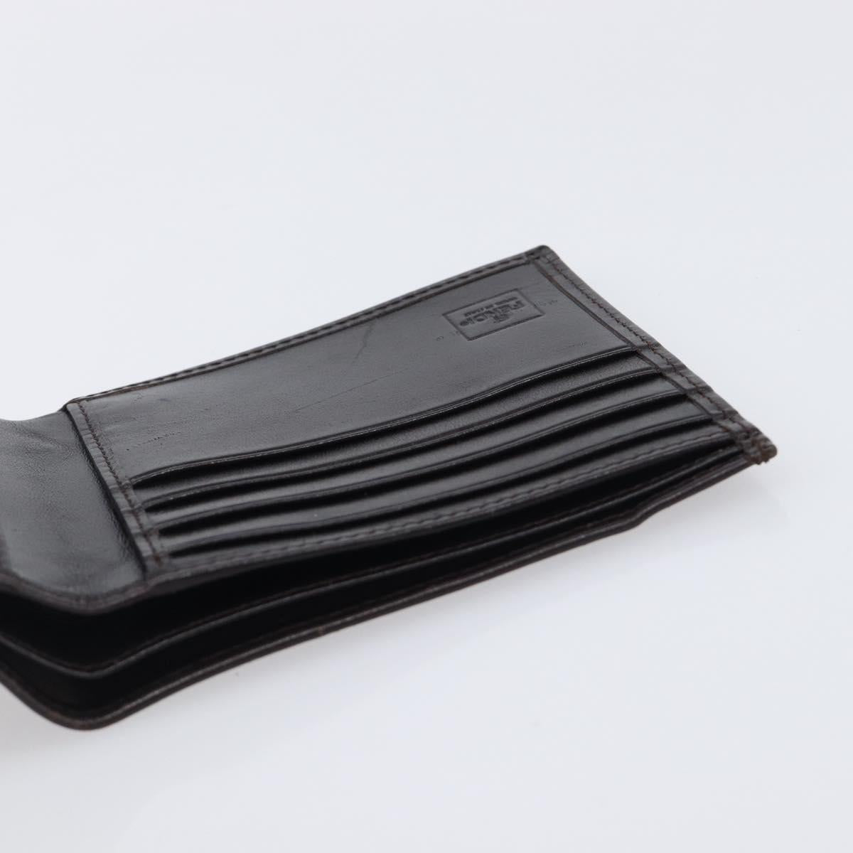 FENDI Zucca Canvas Bifold Wallet Black Brown Auth 205532V