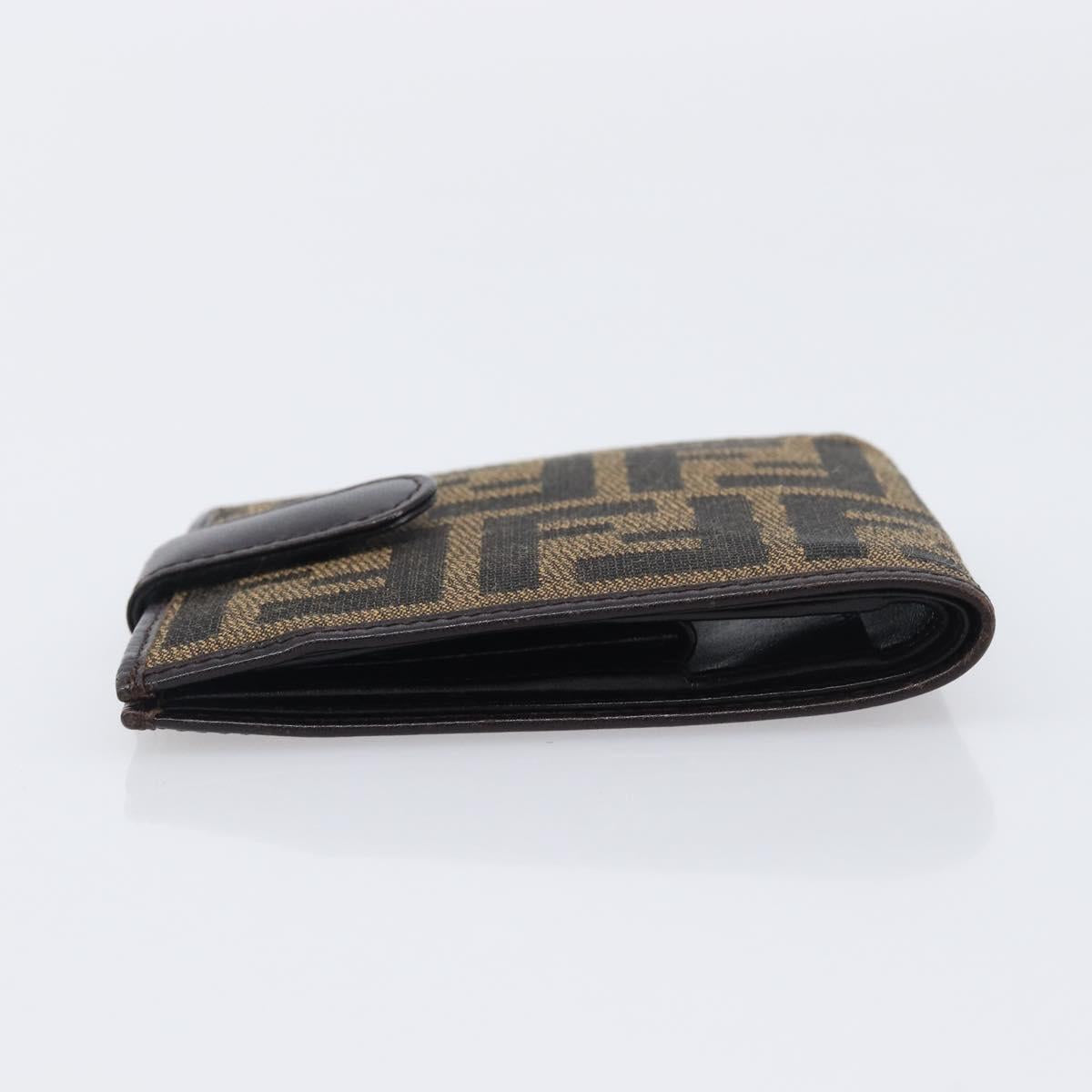 FENDI Zucca Canvas Bifold Wallet Black Brown Auth 205532V