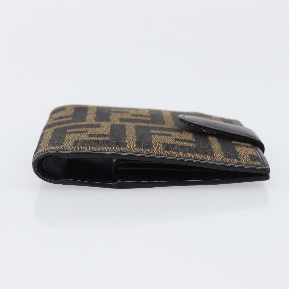 FENDI Zucca Canvas Bifold Wallet Black Brown Auth 205532V