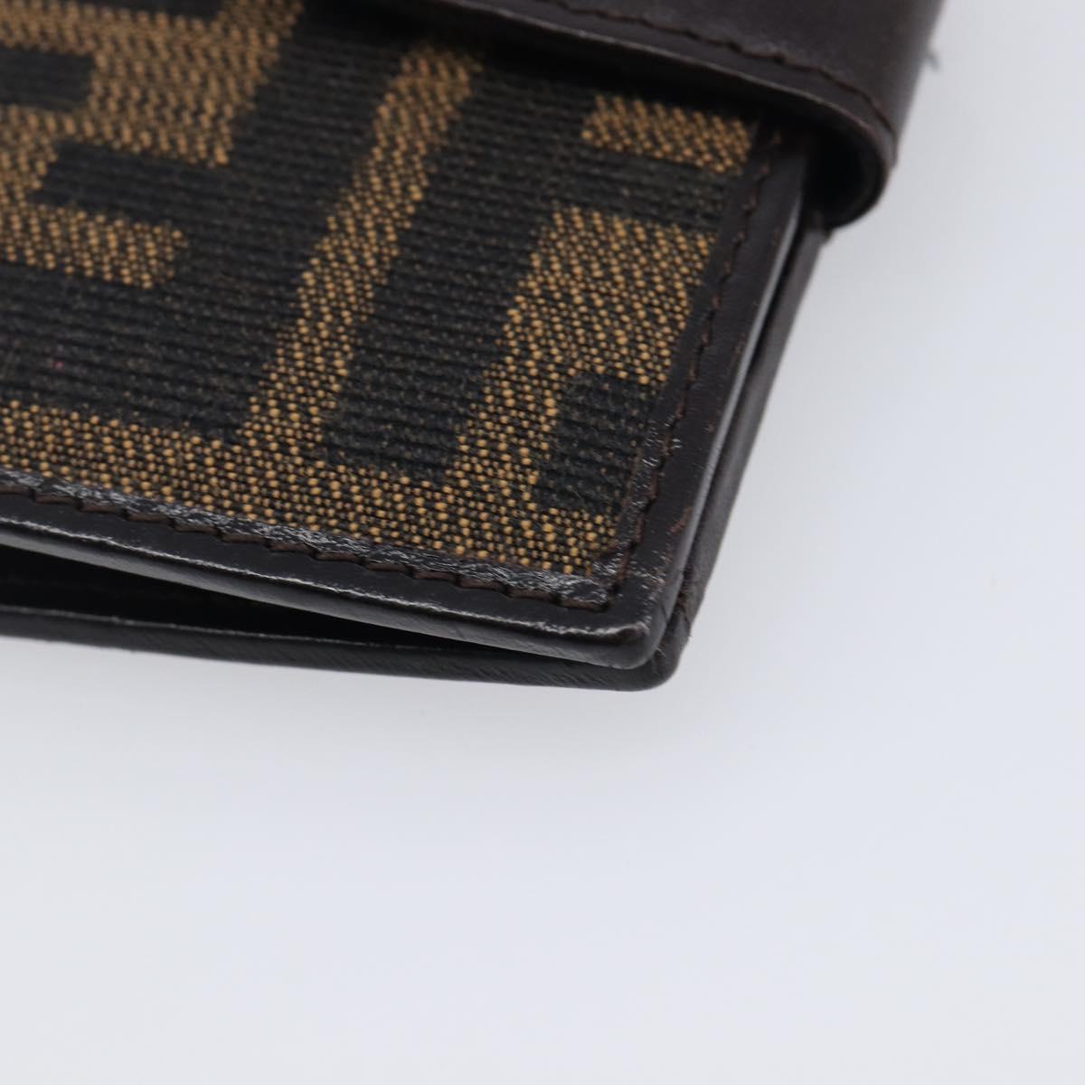 FENDI Zucca Canvas Bifold Wallet Black Brown Auth 205532V