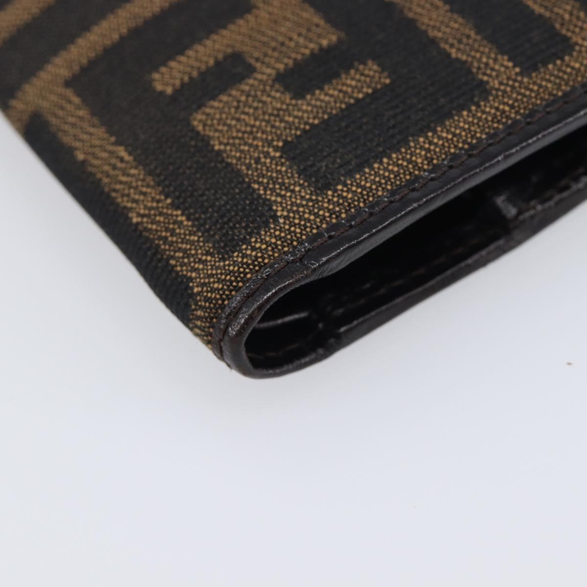 FENDI Zucca Canvas Bifold Wallet Black Brown Auth 205532V
