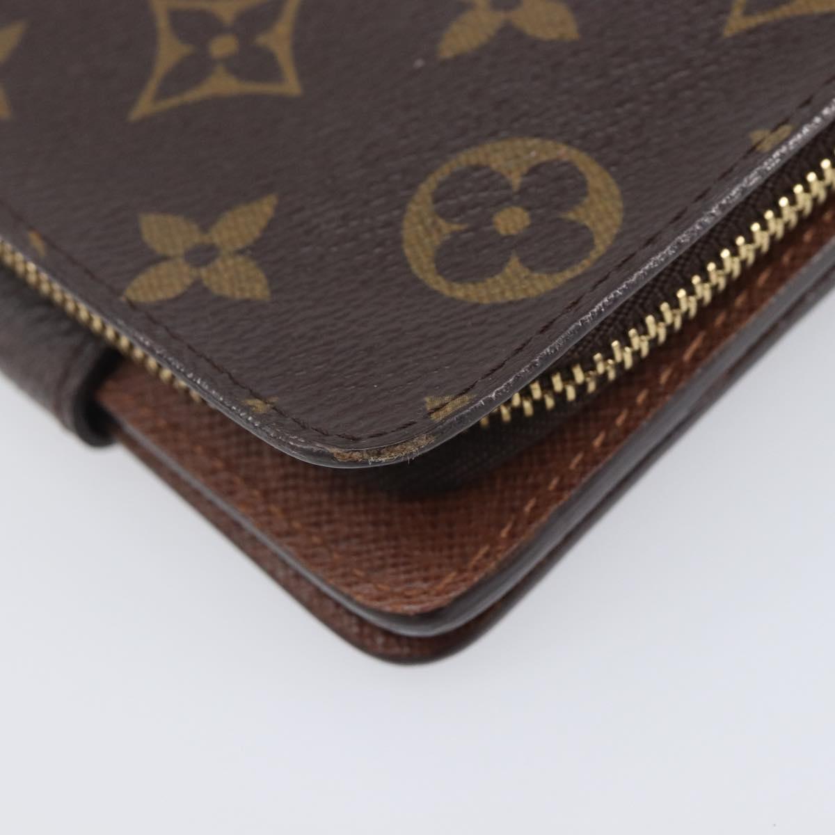 LOUIS VUITTON Monogram Compact zip Wallet M61667 LV Auth 205541V
