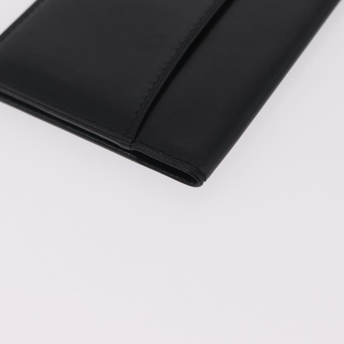 Cartier Card Case Leather Black Gold Auth 205544V