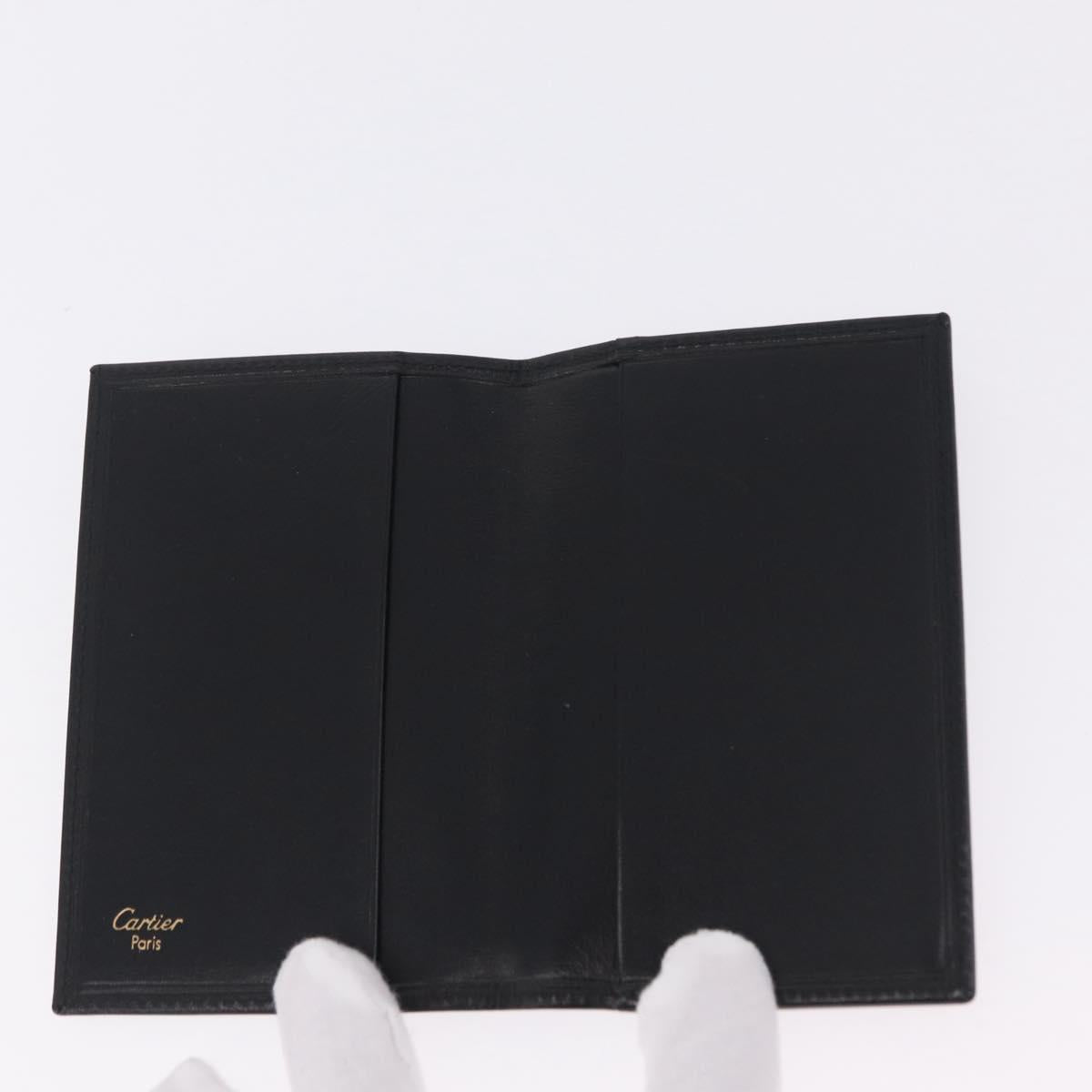 Cartier Card Case Leather Black Gold Auth 205544V