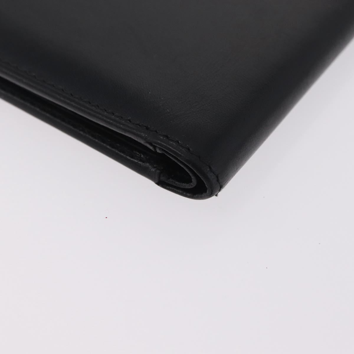 Cartier Bifold Wallet Leather Black Gold Auth 205547V