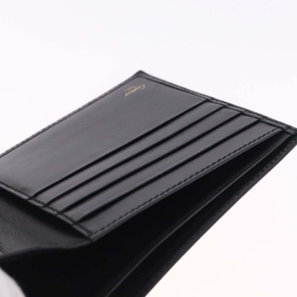 Cartier Bifold Wallet Leather Black Gold Auth 205547V
