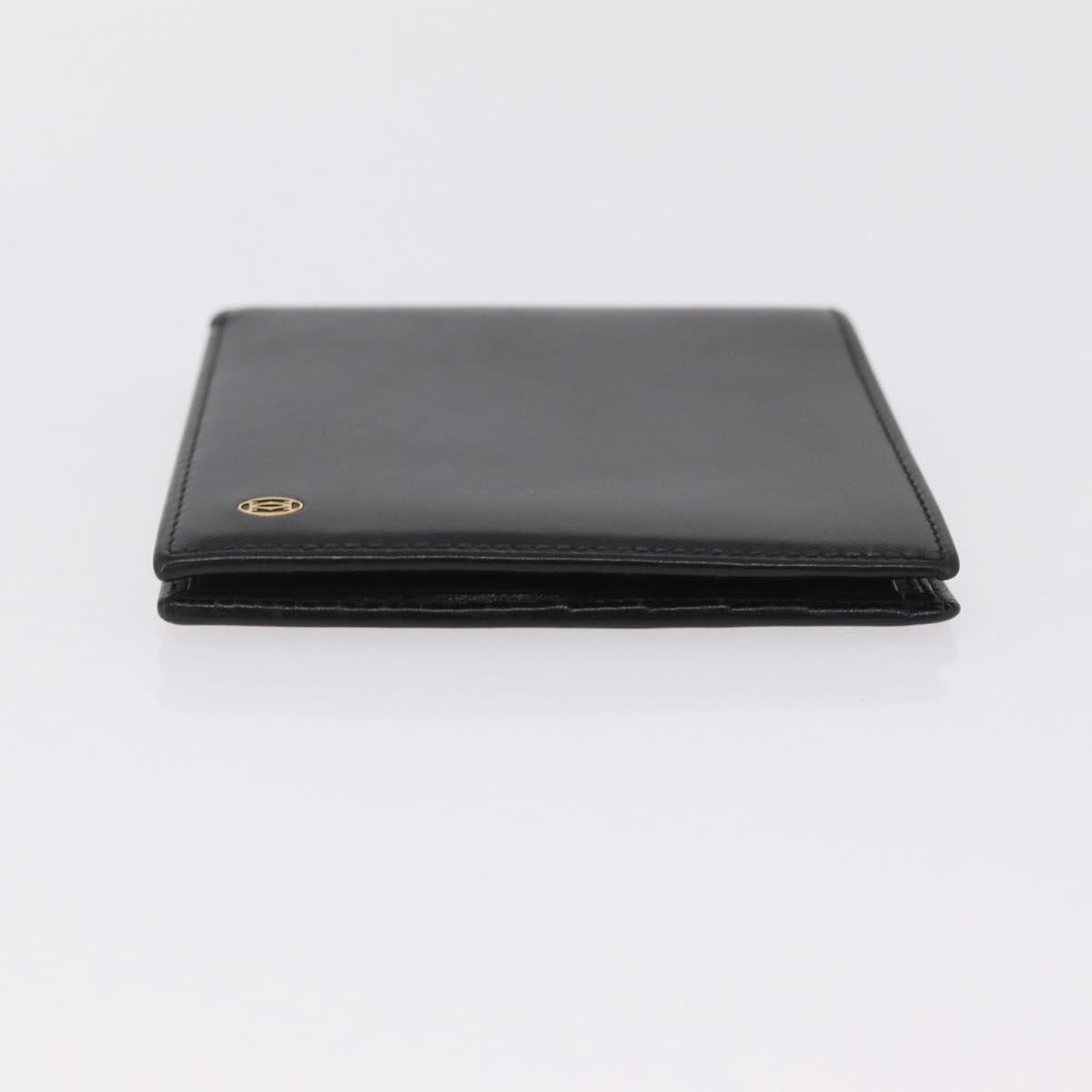 Cartier Bifold Wallet Leather Black Gold Auth 205547V