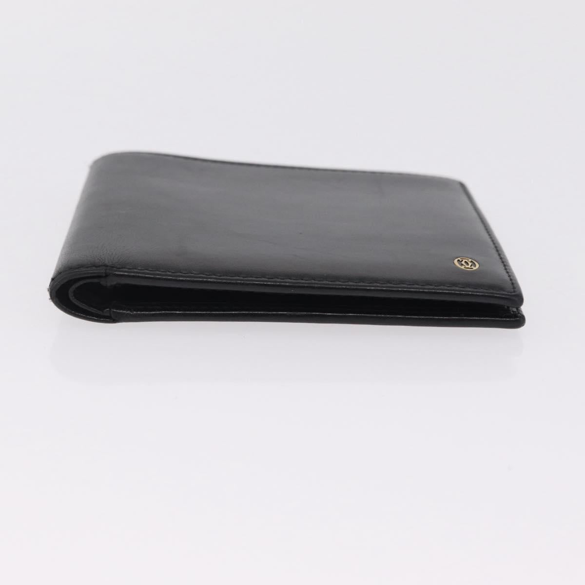Cartier Bifold Wallet Leather Black Gold Auth 205547V