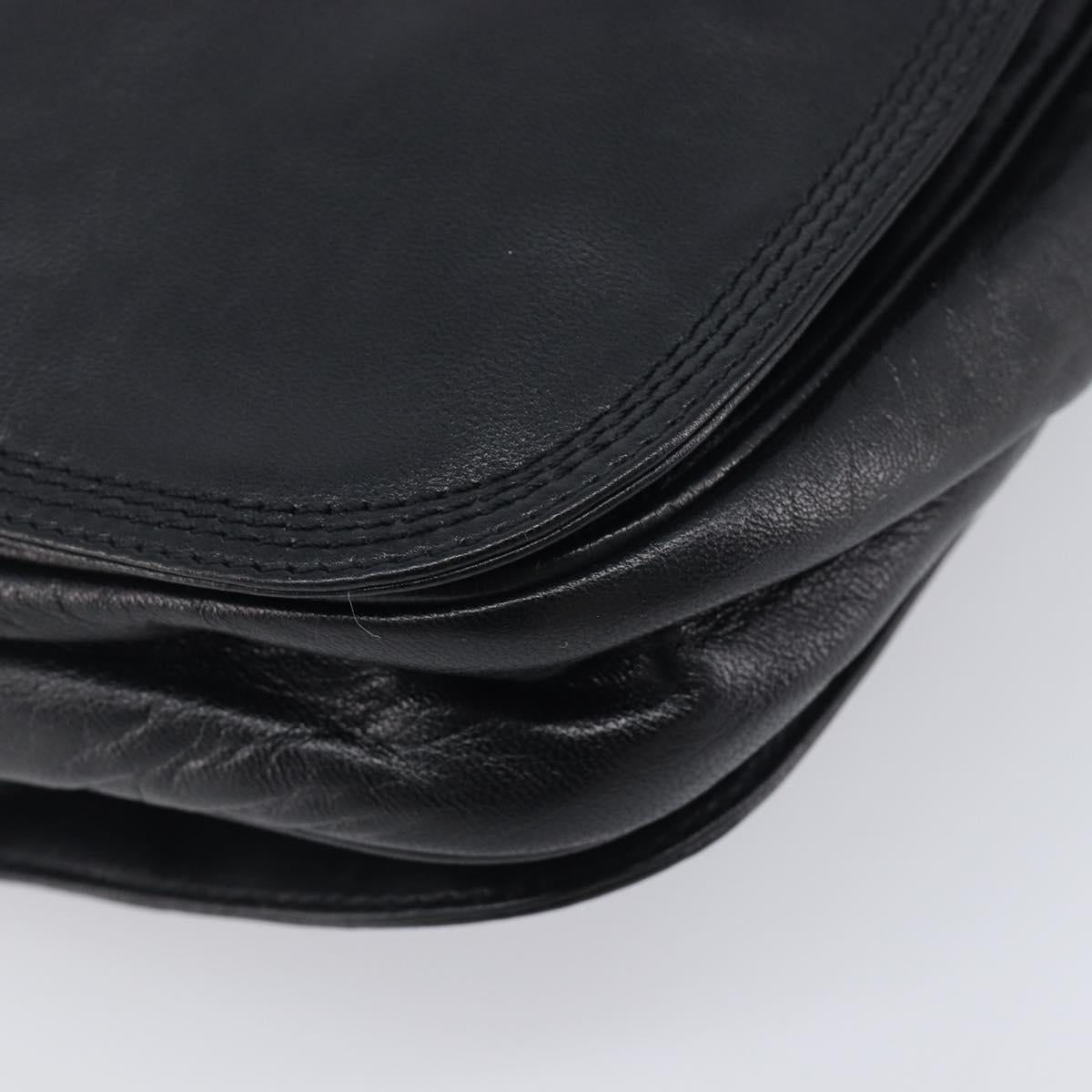 LOEWE Shoulder Bag Leather Black Gold Auth 205663