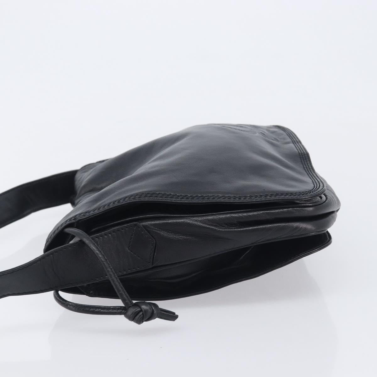 LOEWE Shoulder Bag Leather Black Gold Auth 205663