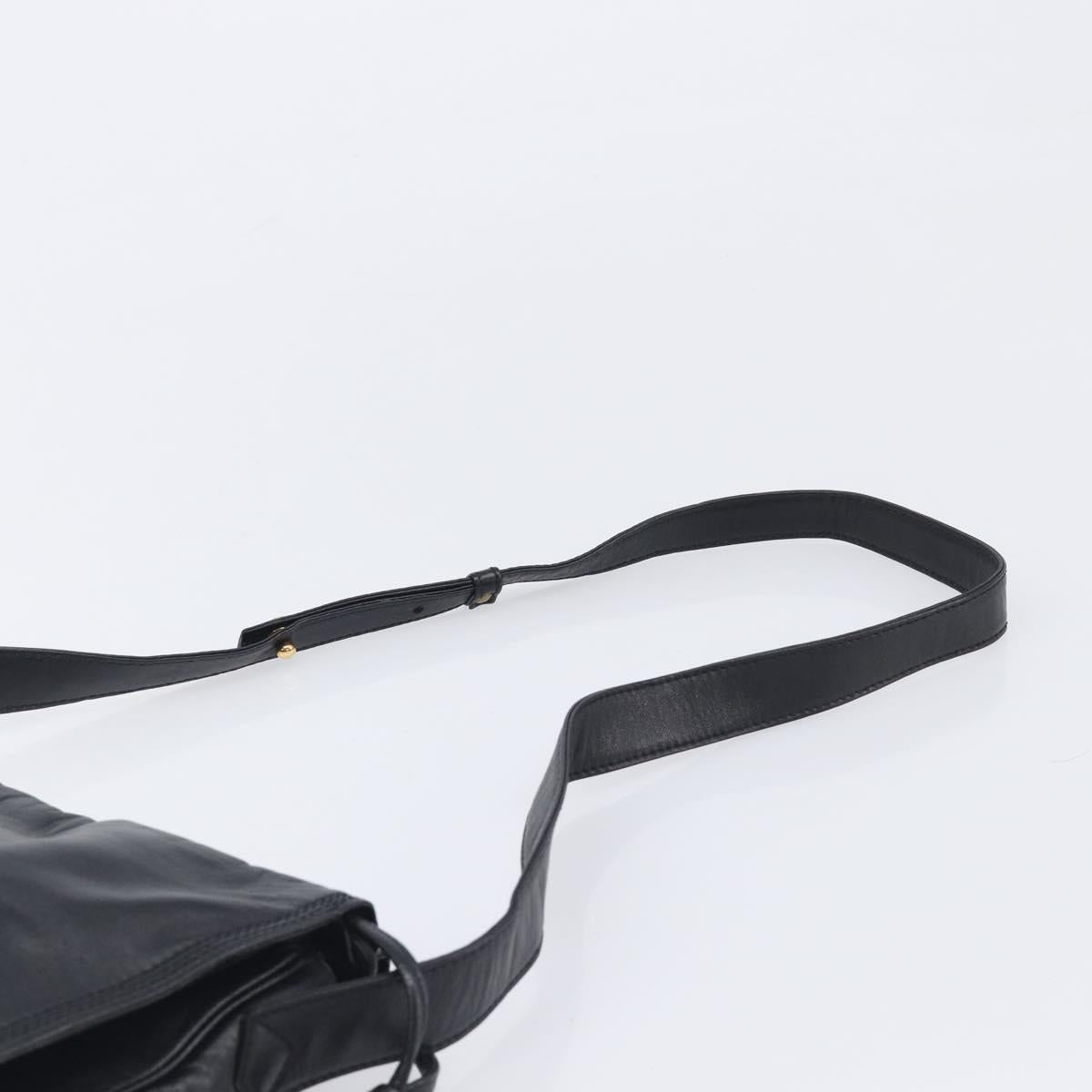 LOEWE Shoulder Bag Leather Black Gold Auth 205663