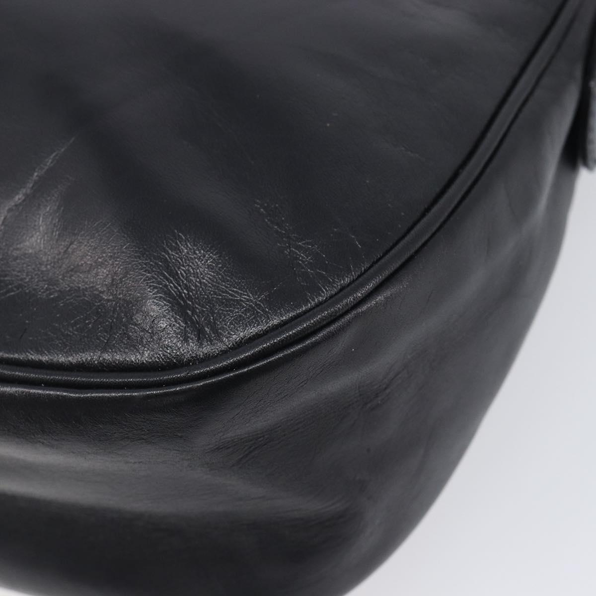 LOEWE Shoulder Bag Leather Black Gold Auth 205664