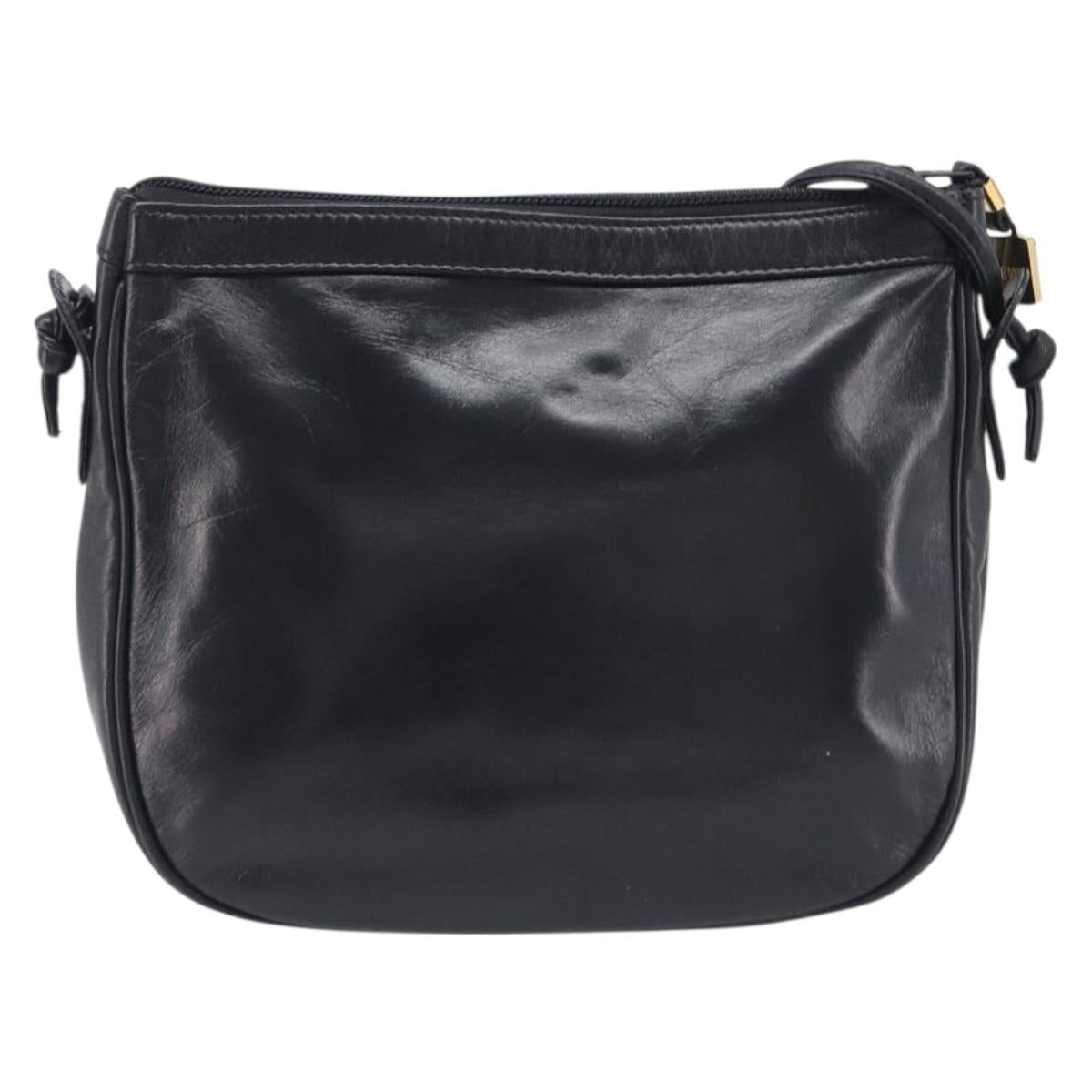 LOEWE Shoulder Bag Leather Black Gold Auth 205664