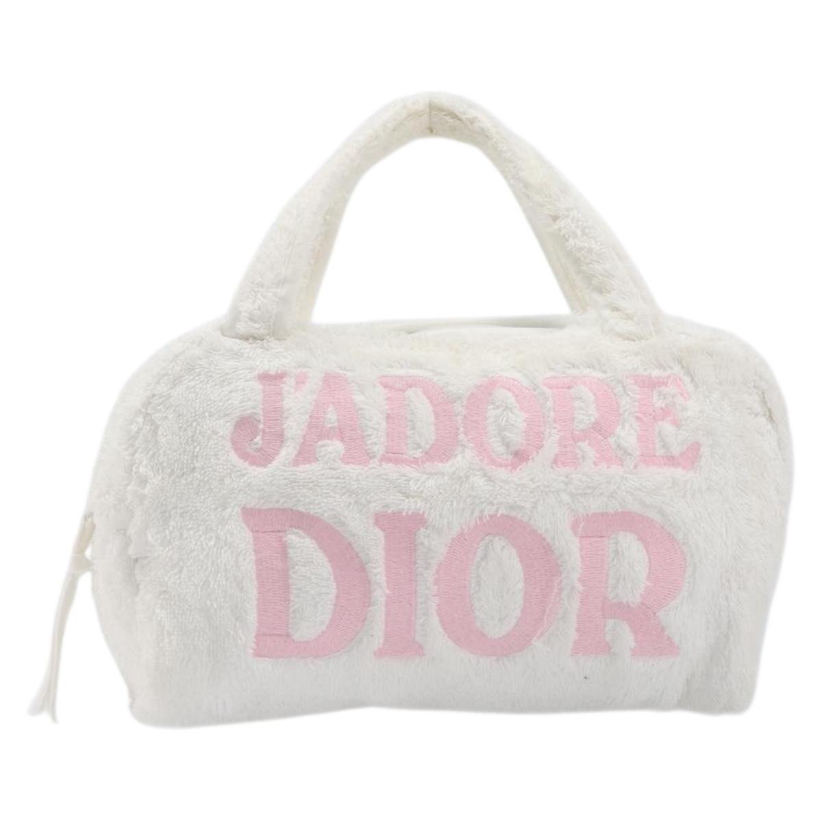 Christian Dior Hand Bag Pile White Auth 205716