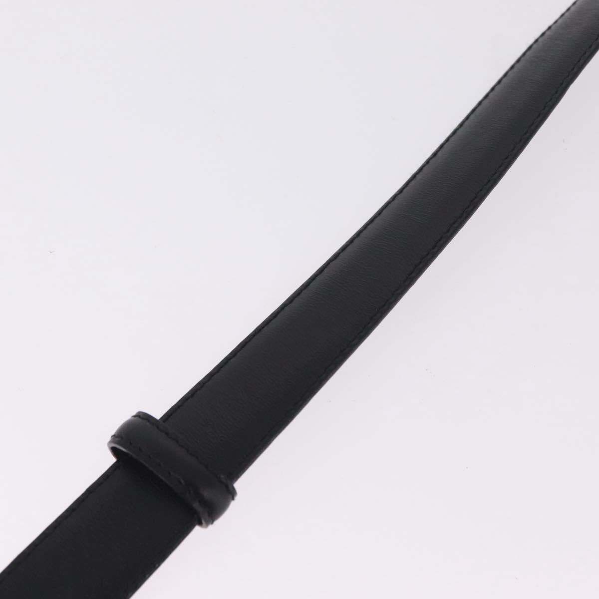 GUCCI Belt Leather 44.1"" Black Gold Auth 205723